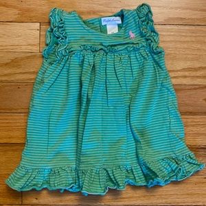Ralph Lauren 6M Green and Pink Stripe Dress